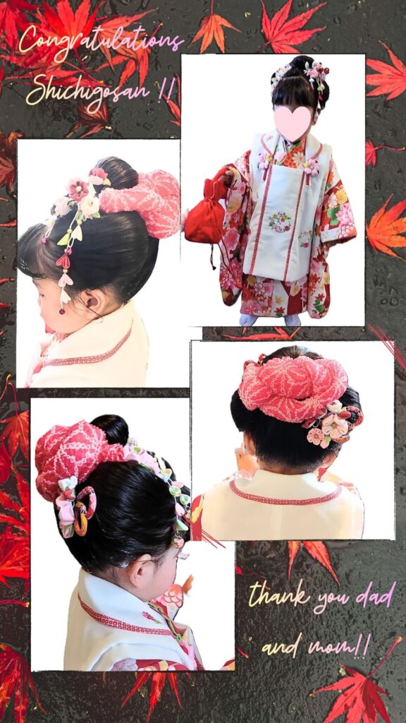 12月3歳七五三詣り日本髪